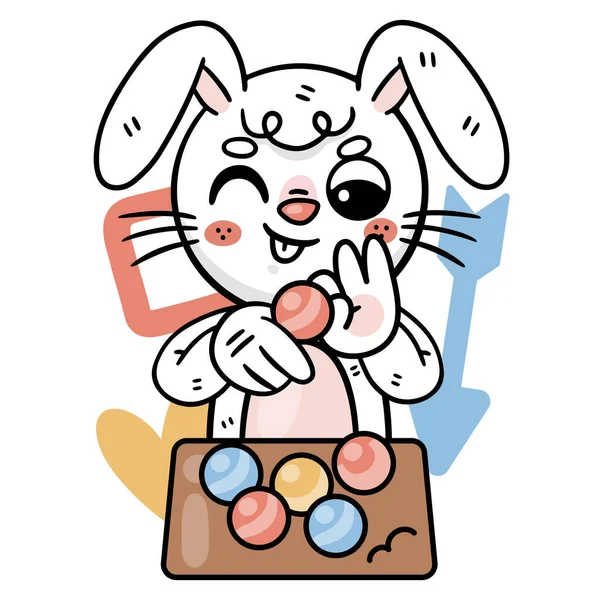 Stickers Jeu Ronnie Bunny Traditionnel Pour Enfants Illustration Vectorielle — Image vectorielle