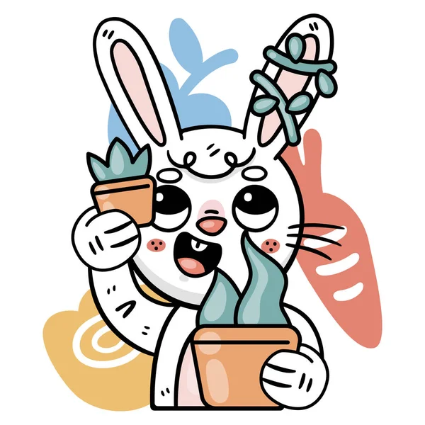 Ronnie Bunny Self Care Adesivi Set Vettoriale Illustrazione — Vettoriale Stock