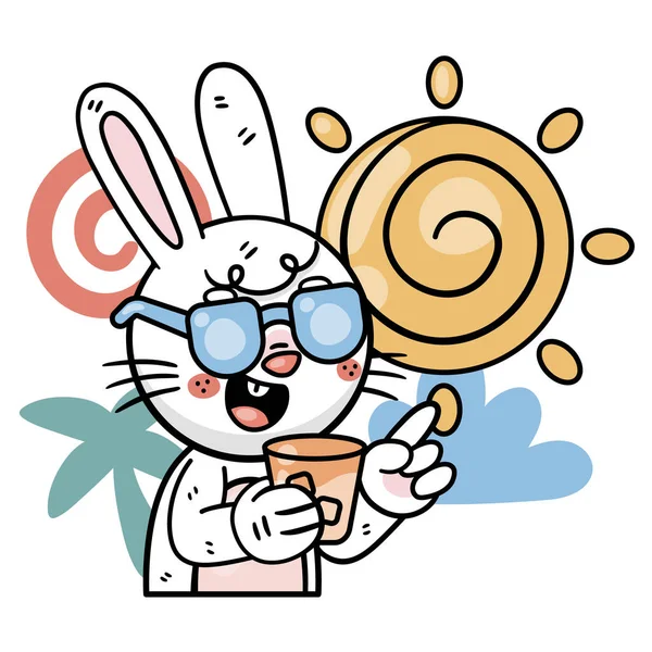 Ronnie Bunny Αυτοκόλλητα Φροντίδα Ορισμός Διανυσματική Εικονογράφηση — Διανυσματικό Αρχείο