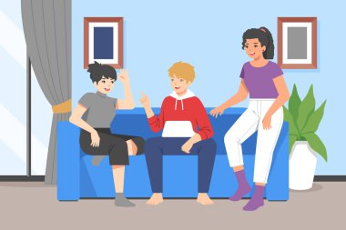 Düz Tasarım Birlikte Yaşama İllüstrasyonu Vektör İllüstrasyonu