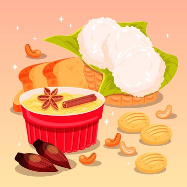 El Çizimi Comida Junina Element Vektör İllüstrasyonu