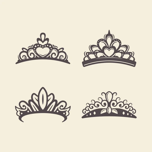 Flat Design Crown Silhouettes Vector Illustration — Stock Vector