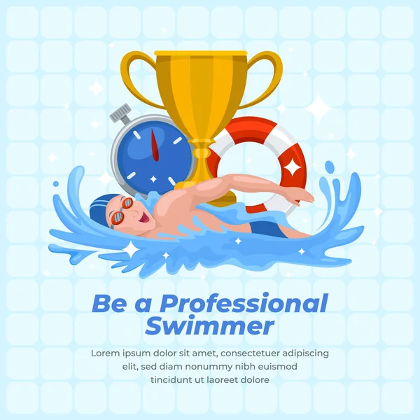 Çekimi Yüzme Dersleri Gönderme Vektörü Llüstrasyonu — Stok Vektör