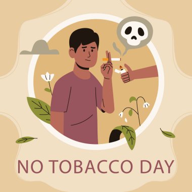 Flat Illustration No Tobacco Day Bilinç Vektörü İllüstrasyonu