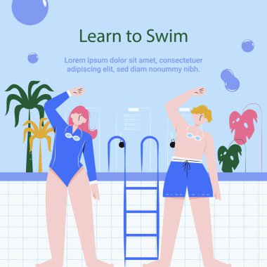 El Çekimi Yüzme Dersleri Gönderme Vektörü İllüstrasyonu