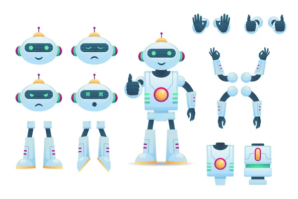 グラデーションロボットキャラクターコンストラクターイラストベクトルイラスト — ストックベクタ