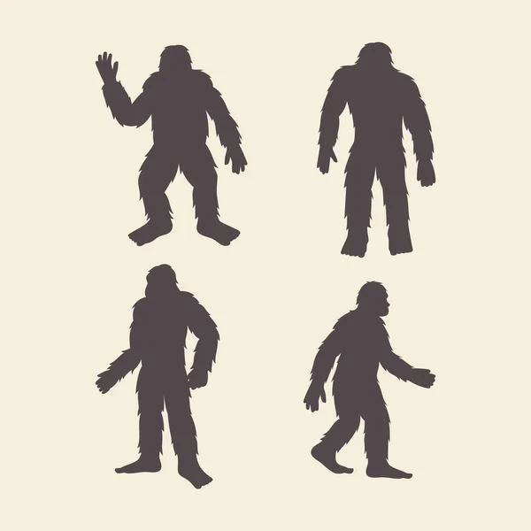 Diseño Plano Bigfoot Siluetas Vector Ilustración — Vector de stock