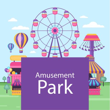 Lunapark Şablon Tasarım Vektörü İllüstrasyonu