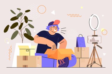 Düz Tasarım Boks Yaptırma Vektör İllüstrasyonu