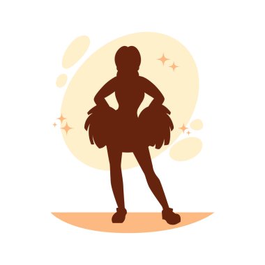 El Çizimi Amigo Kız Siluet Vektör İllüzyonu