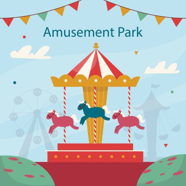 El Çizimi Lunaparkı Vektör İllüstrasyonu