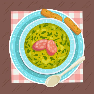 El Çizimi Caldo Verde İllüstrasyon Vektörü İllüstrasyonu