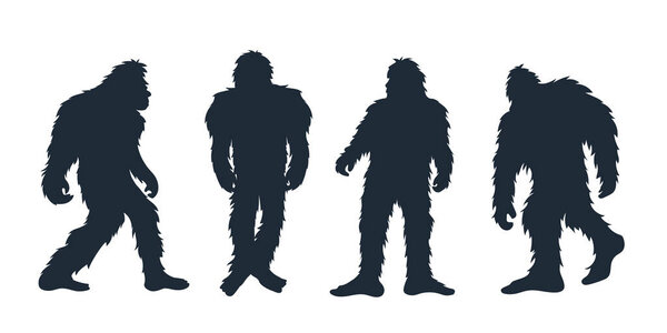 Hand Drawn Bigfoot Silhouette Vector Illustration