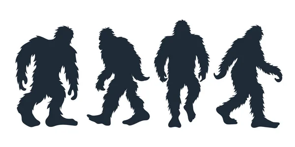Ilustración Vectorial Silueta Bigfoot Dibujada Mano — Vector de stock