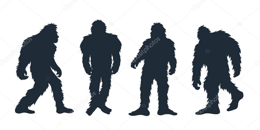 Hand Drawn Bigfoot Silhouette Vector Illustration