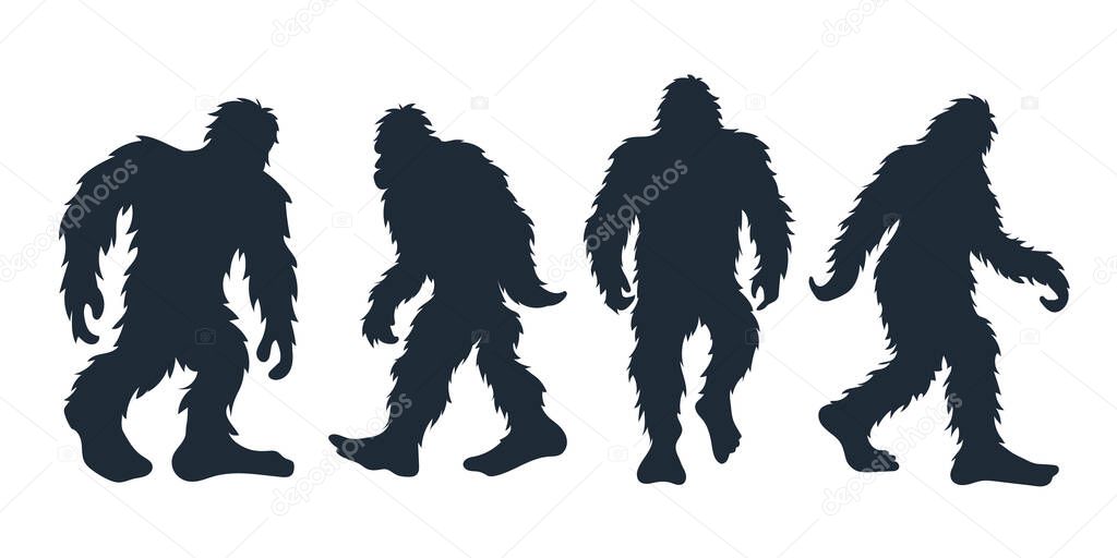 Hand Drawn Bigfoot Silhouette Vector Illustration
