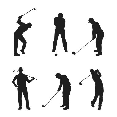 El Çizimi Golfçü Siluet Vektör İllüstrasyonu