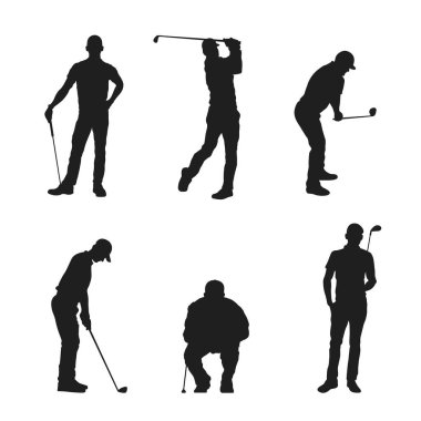 El Çizimi Golfçü Siluet Vektör İllüstrasyonu