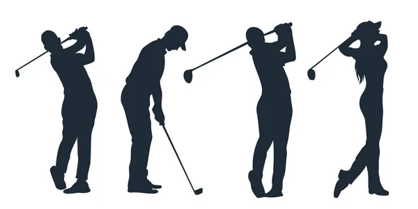 Dibujado Mano Golfista Silueta Vector Ilustración — Archivo Imágenes Vectoriales