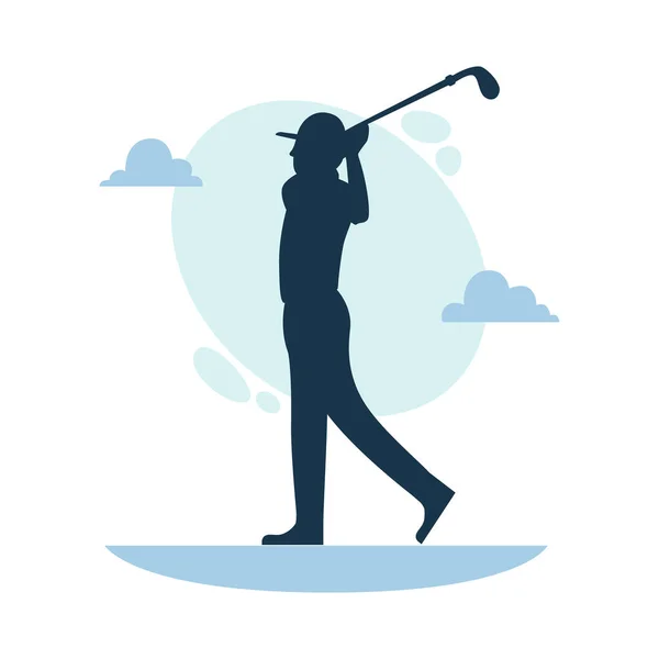 Illustrazione Vettoriale Della Silhouette Del Golfista Disegnata Mano — Vettoriale Stock