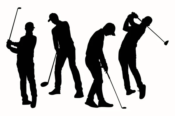 Handgetekende Golfer Silhouet Vector Illustratie — Stockvector