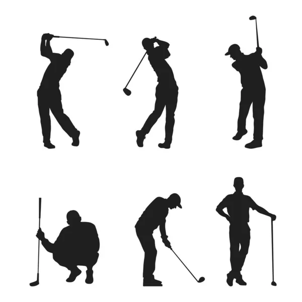 Handgetekende Golfer Silhouet Vector Illustratie — Stockvector