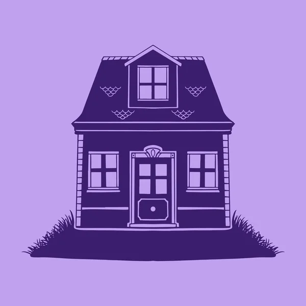 Hand Drawn House Silhouette Vector Illustration — Stock Vector