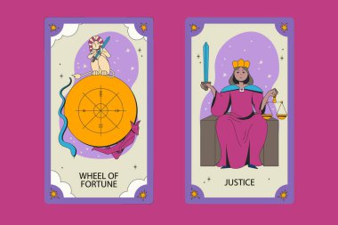 El Tarot Kartları Çizimi Vektör İllüstrasyonu