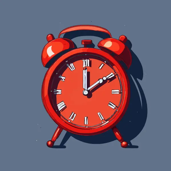 Alarm Clock Red Wake Time White Background Vector Illustration Flat — Stock Vector