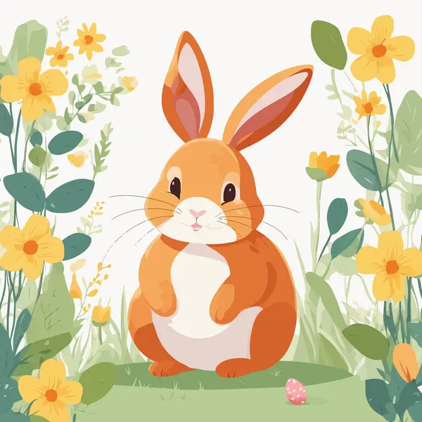 Cute Ostern Rabbit White Background Διάνυσμα Εικονογράφηση Επίπεδο Στυλ — Διανυσματικό Αρχείο
