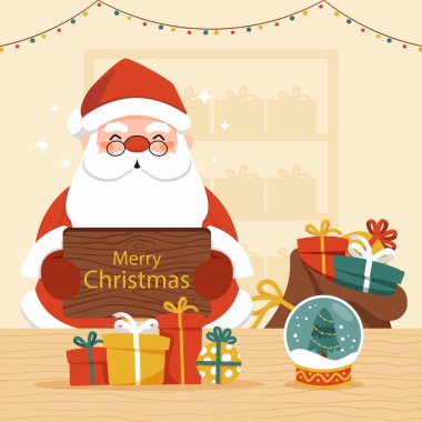 Düz Noel Kutlaması Beyazların Arkasında İzole Edildi. Vektör Resimleri Düz Biçimli