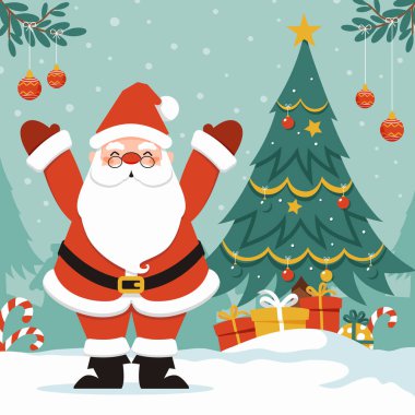 Düz Noel Kutlaması Beyazların Arkasında İzole Edildi. Vektör Resimleri Düz Biçimli