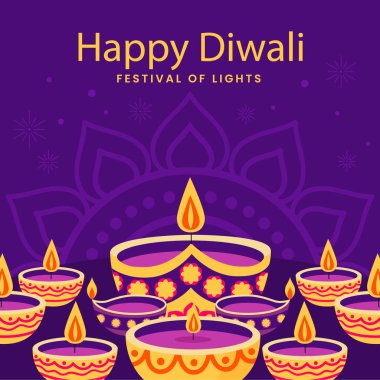 Diwali Hindu Festivali Kutlamaları Beyazların Arkasında İzole Edildi. Vektör Resimleri Düz Biçimli