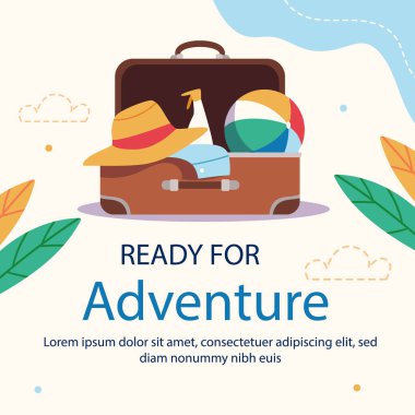 Tasarım Seyahat Maceraları Beyaz Arkaplanda İzole Edildi. Vektör Resimleri Düz Biçimli