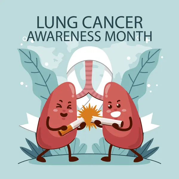 stock vector Lung Cancer Awareness Month Isolated On White Background. Vector Illustration In Flat Style