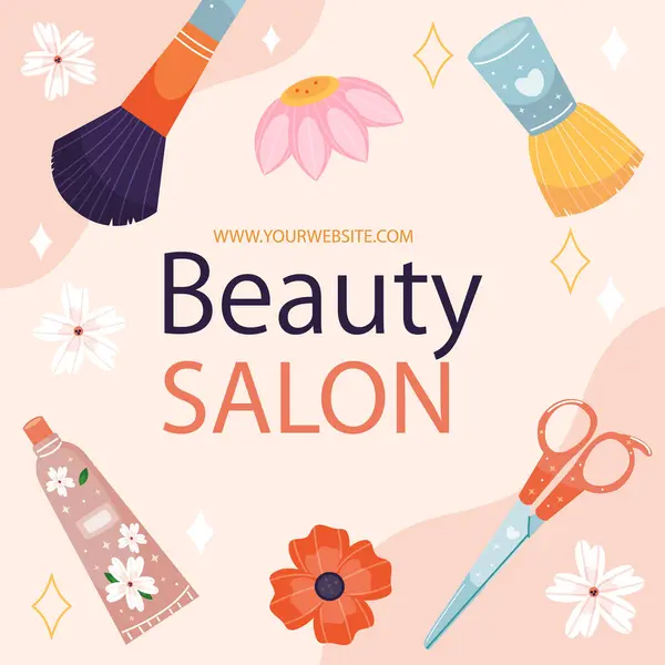 Beauty Salon Therapy Posts Isolated On White Background. Vector Illustration In Flat Style