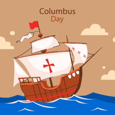 Kolomb Günü beyaz arka planda izole edildi. Vektör Resimleri Düz Biçimli