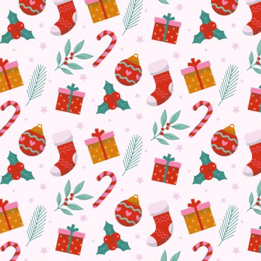 Beyaz arka planda izole edilmiş şeker kamışı sunan Noel desenli tasarım. Vektör Resimleri Düz Biçimli