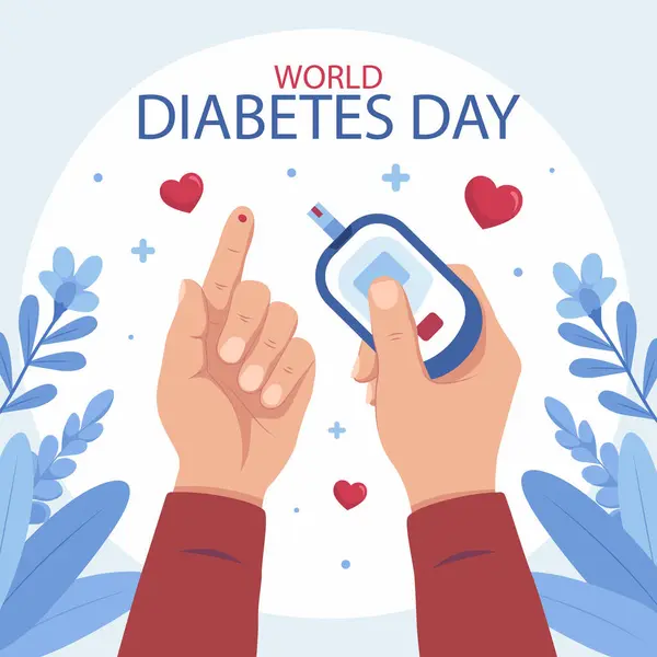 Journée Mondiale Diabète Sensibilisation Isolée Sur Fond Blanc Illustration Vectorielle Vecteur En Vente