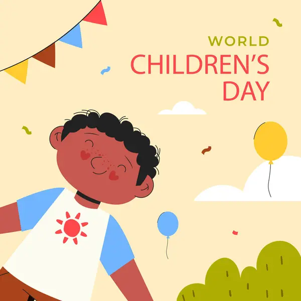 Celebración Del Día Mundial Infancia Aislada Sobre Fondo Blanco Ilustración — Vector de stock