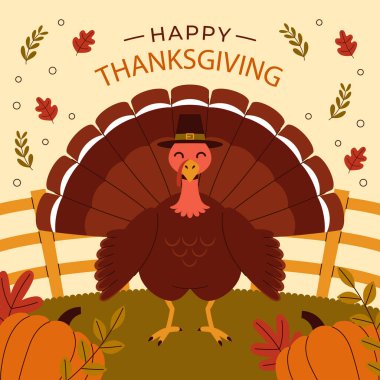 Türkiye ile Şükran Günü, beyaz arka planda izole edilmiş. Vektör Resimleri Düz Biçimli