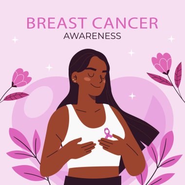 Meme Kanseri Farkındalığı Ayı Beyaz Arkaplanda Tecrit Edildi. Vektör Resimleri Düz Biçimli