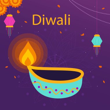 Diwali Festivali Beyaz Arkaplan 'da kutlandı. Vektör Resimleri Düz Biçimli