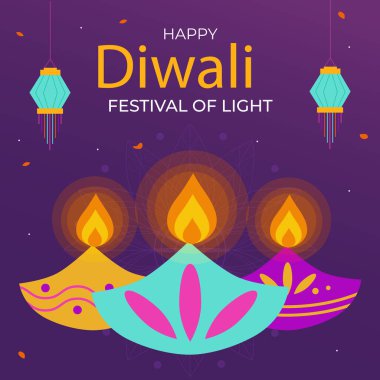 Diwali Festivali Beyaz Arkaplan 'da kutlandı. Vektör Resimleri Düz Biçimli