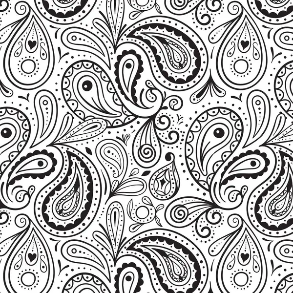 Handgetekend Paisley Patroon Ontwerp Geïsoleerd Witte Achtergrond Vector Illustratie Platte — Stockvector