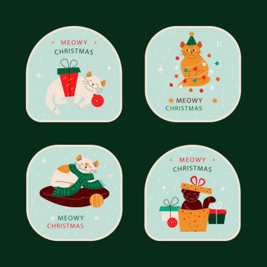 Etiketler Beyaz Arkaplanda Yılbaşı Kutlamasını Belirledi. Vektör Resimleri Düz Biçimli