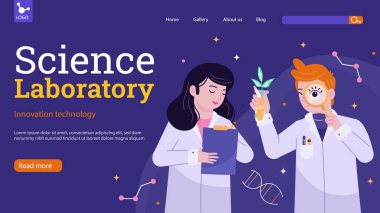 Bilim Araştırma İniş Şablonu Beyaz Arkaplan 'da izole edildi. Vektör Resimleri Düz Biçimli