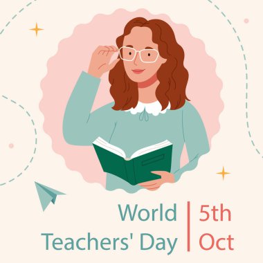 Dünya Öğretmenler Günü kutlamaları beyaz arka planda izole edildi. Vektör Resimleri Düz Biçimli