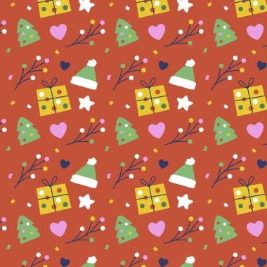 Desen Tasarımı Noel Sezonu Kutlaması Beyaz Arkaplanda İzole Edildi. Vektör Resimleri Düz Biçimli