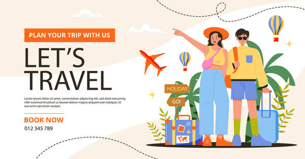 Ручной рисунок путешествия Приключения шаблон изолирован на белом фоне. Векторная иллюстрация в плоском стиле